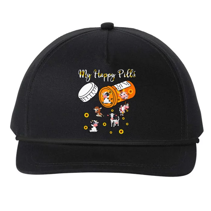 Sunflower Cows Lover My Happy Pills animal Snapback Five-Panel Rope Hat