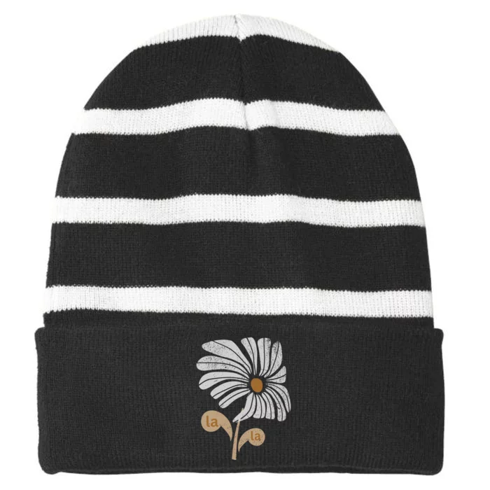 Subtle Comma La Flower Striped Beanie with Solid Band