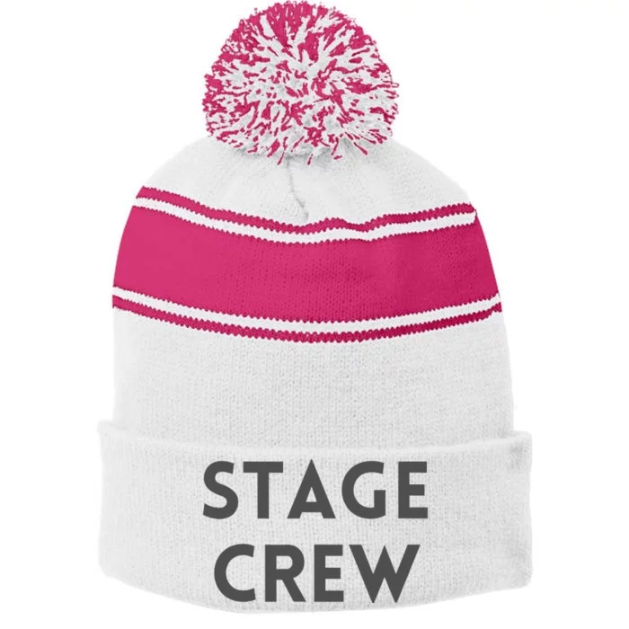 Stage Crew Low Visibility Gray Ink Front Large Stripe Pom Pom Beanie