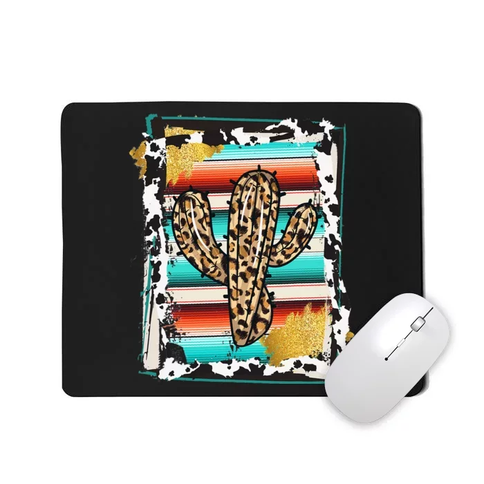 SERAPE CACTUS Leopard Cow Pattern Print Cow Rodeo Mousepad