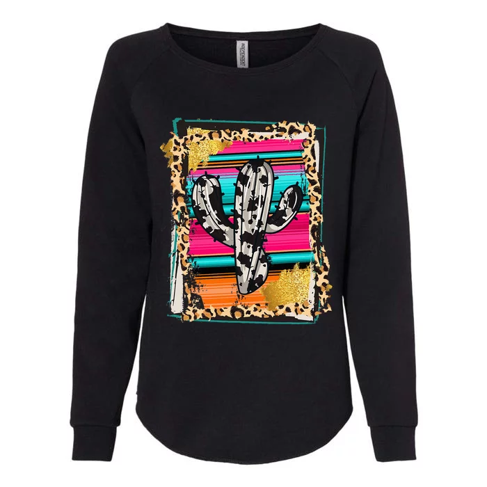 Serape Cactus Leopard Cow Pattern Print Cowgirl Rodeo Womens California Wash Sweatshirt