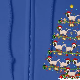 Siamese Cat Lover Lighting Santa Siamese Cat Christmas Tree Funny Gift Full Zip Hoodie