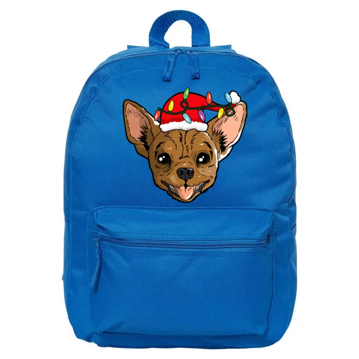 Santa Chihuahua Light Christmas Great Gift 16 in Basic Backpack