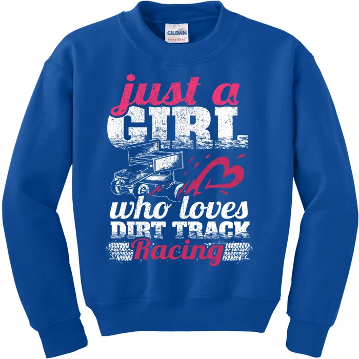 Sprint Car Lover Just A Who Loves Dirt Track Racing Gift Kids Sweatshirt