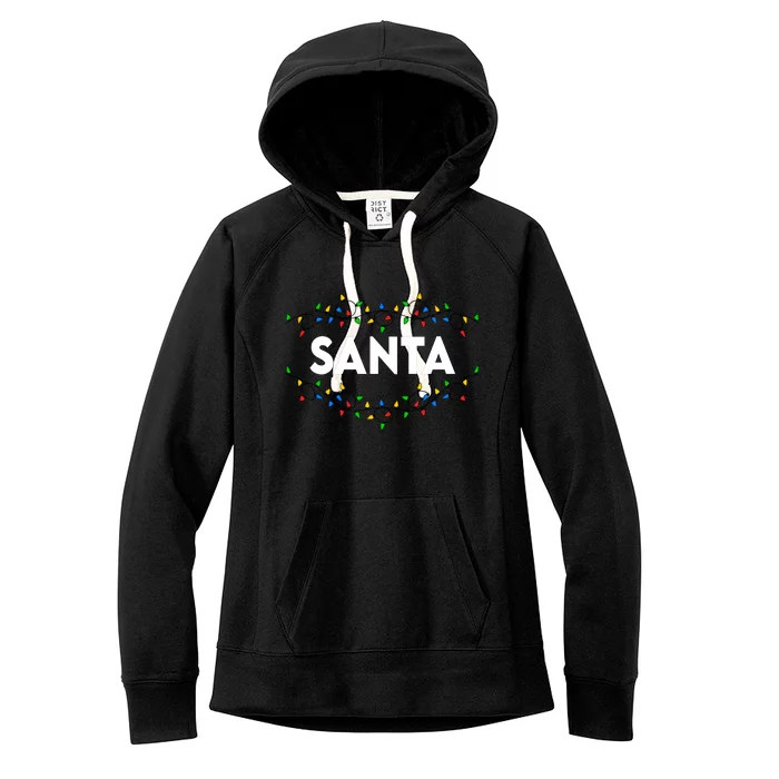 Santa Christmas Lights Funny Matching Couples Christmas Women's Fleece Hoodie