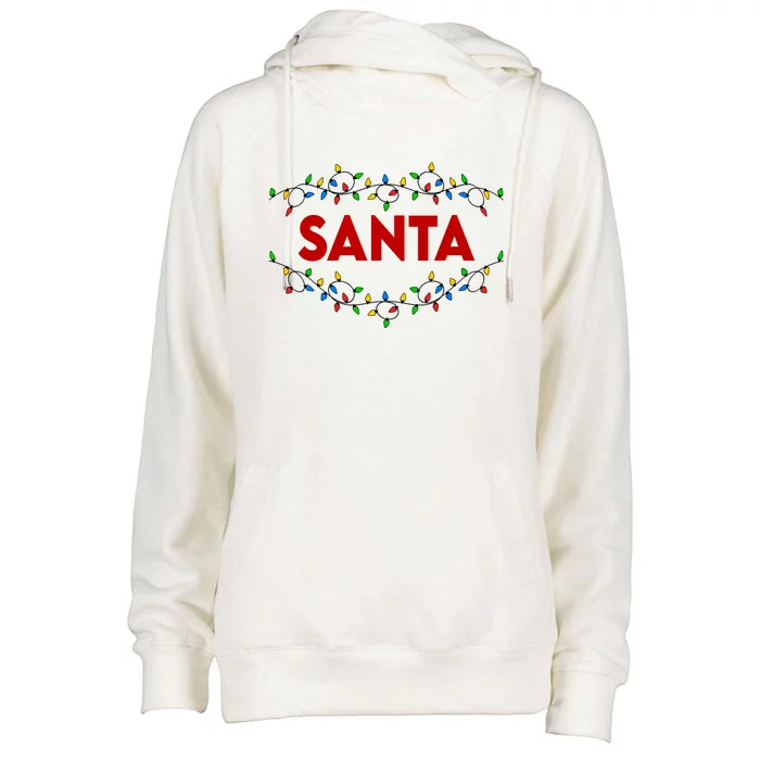 Santa Christmas Lights Funny Matching Couples Christmas Womens Funnel Neck Pullover Hood