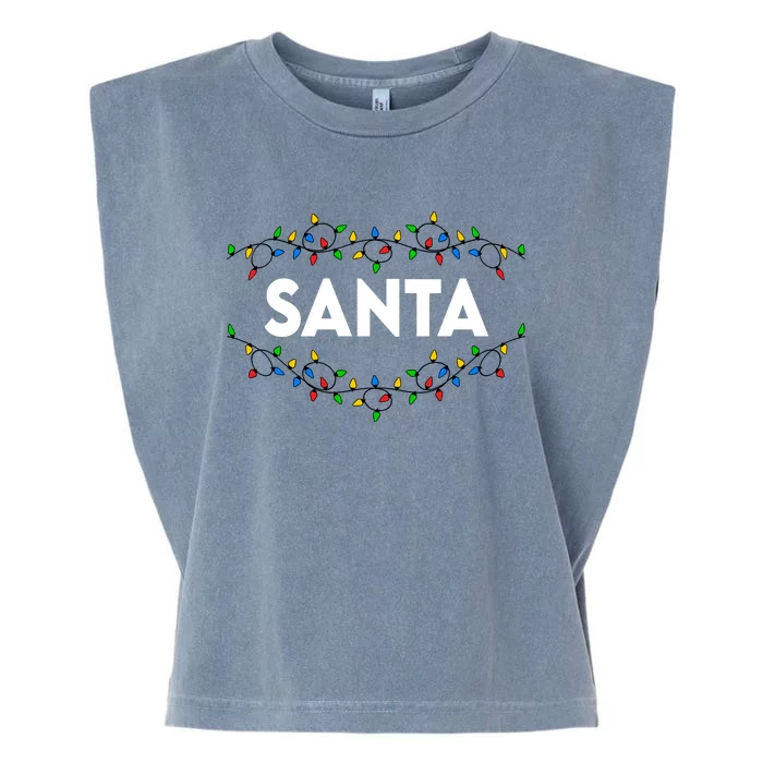 Santa Christmas Lights Funny Matching Couples Christmas Garment-Dyed Women's Muscle Tee