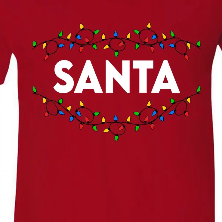 Santa Christmas Lights Funny Matching Couples Christmas V-Neck T-Shirt