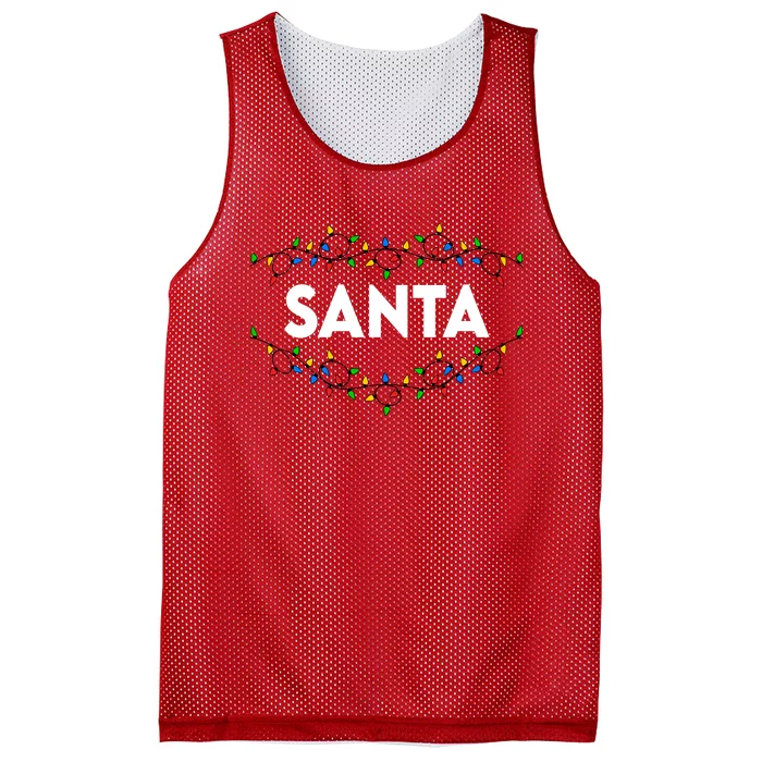 Santa Christmas Lights Funny Matching Couples Christmas Mesh Reversible Basketball Jersey Tank