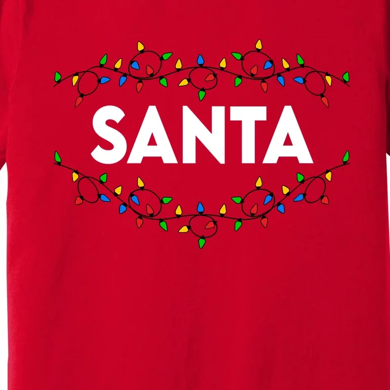 Santa Christmas Lights Funny Matching Couples Christmas Premium T-Shirt