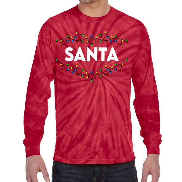 Santa Christmas Lights Funny Matching Couples Christmas Tie-Dye Long Sleeve Shirt