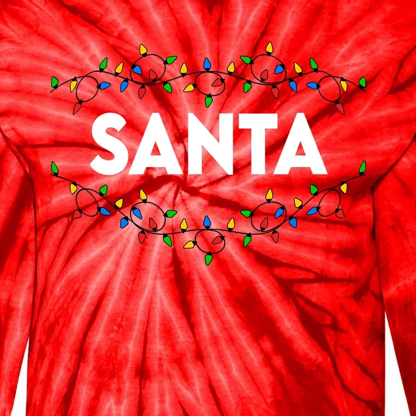 Santa Christmas Lights Funny Matching Couples Christmas Tie-Dye Long Sleeve Shirt