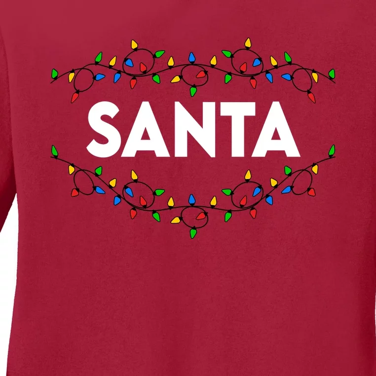 Santa Christmas Lights Funny Matching Couples Christmas Ladies Long Sleeve Shirt