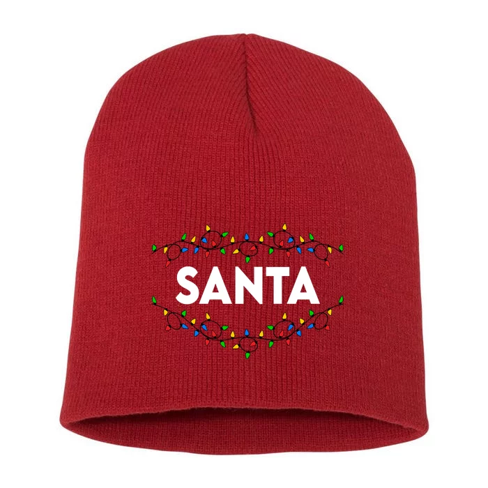 Santa Christmas Lights Funny Matching Couples Christmas Short Acrylic Beanie