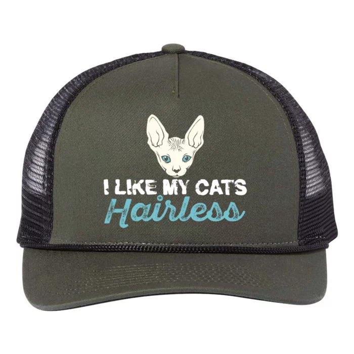 Sphynx Cat Mom Dad Hairless Owner Sphynx Cat Gift Retro Rope Trucker Hat Cap