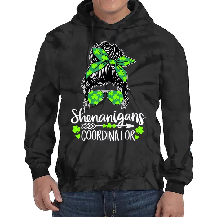 Shenanigans Coordinator Messy Bun St Patricks Day For Women Tie Dye Hoodie