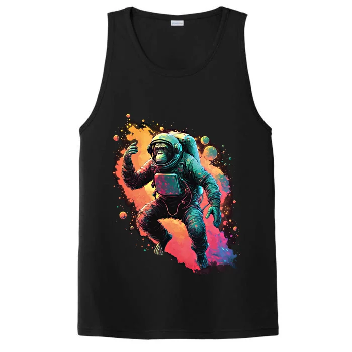 Space Chimp Monkey Astronaut Cosmonaut Cool Graphic Gift Performance Tank