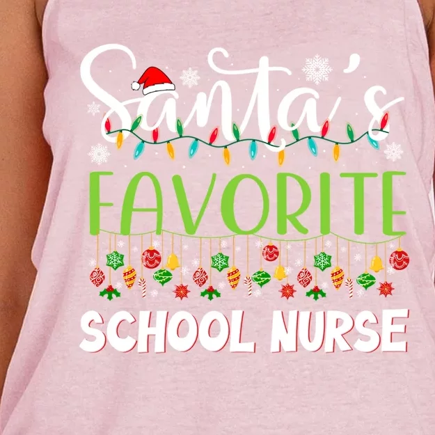 Santa Claus Merry Christmas Santas Favorite School Nurse Gift Women's Knotted Racerback Tank