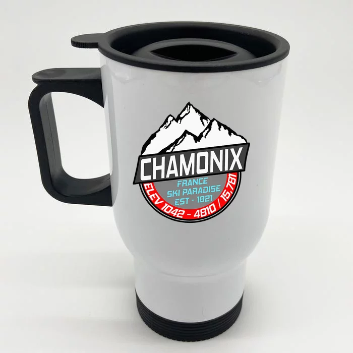 Ski Chamonix Mont Blanc France Skiing Paradise Front & Back Stainless Steel Travel Mug