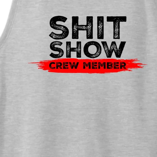 Show Crew Member Funny Text Red Black Ladies Tri-Blend Wicking Tank