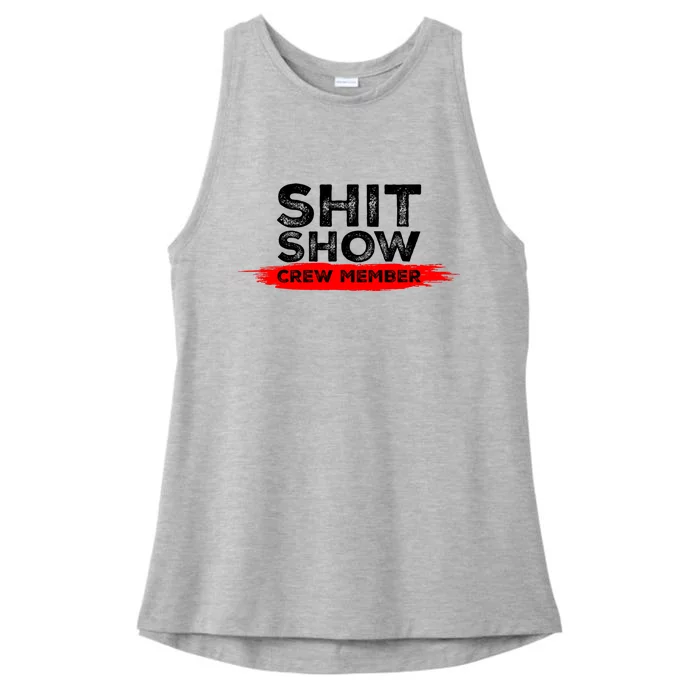 Show Crew Member Funny Text Red Black Ladies Tri-Blend Wicking Tank