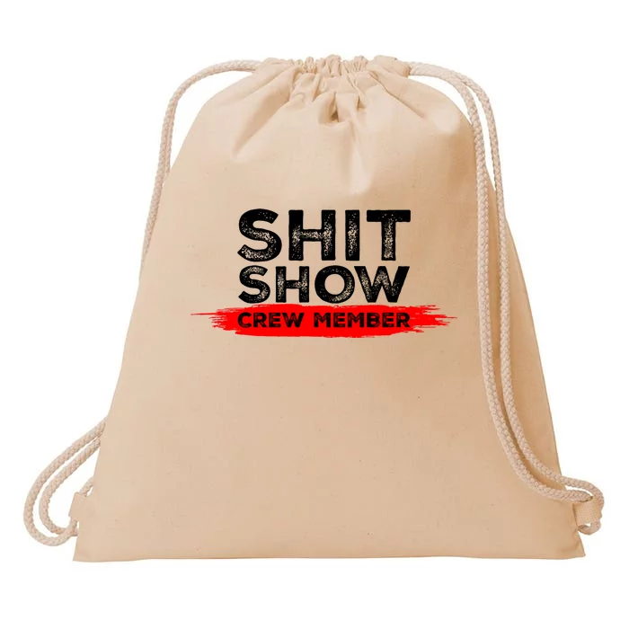 Show Crew Member Funny Text Red Black Drawstring Bag