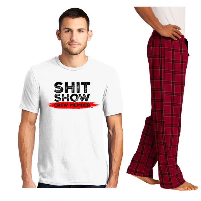 Show Crew Member Funny Text Red Black Pajama Set