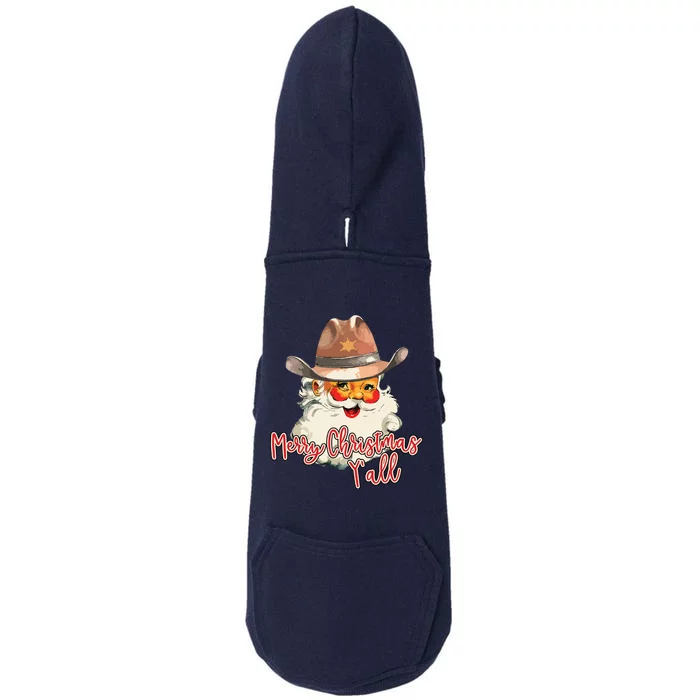 Santa Claus Merry Christmas Yall Western Country Cowboy Doggie 3-End Fleece Hoodie