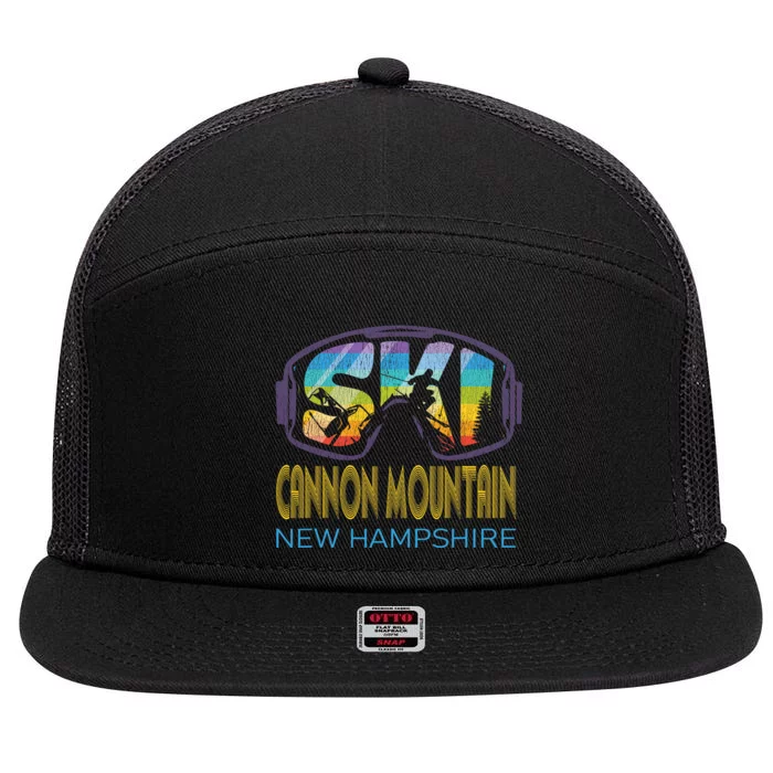 Ski Cannon Mountain New Hampshire Skiing Vacation 7 Panel Mesh Trucker Snapback Hat