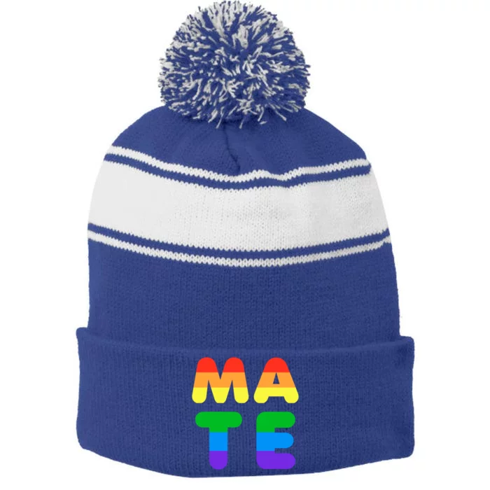 Soulmate Cute Matching Valentines Day Outfit For Gay Couple Gift Stripe Pom Pom Beanie