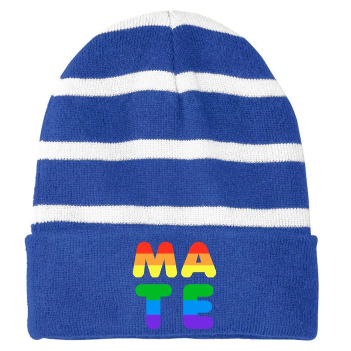 Soulmate Cute Matching Valentines Day Outfit For Gay Couple Gift Striped Beanie with Solid Band