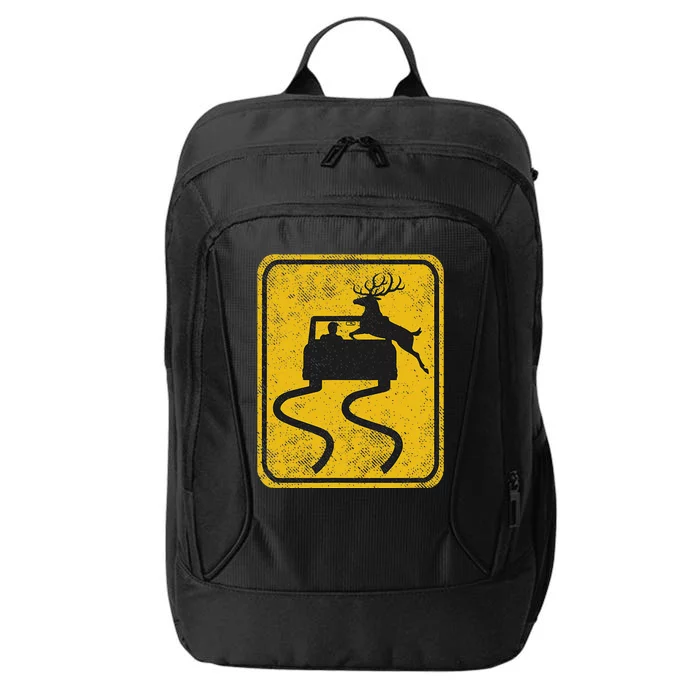 Swerving Car Meets Deer Crossing Vintage City Backpack