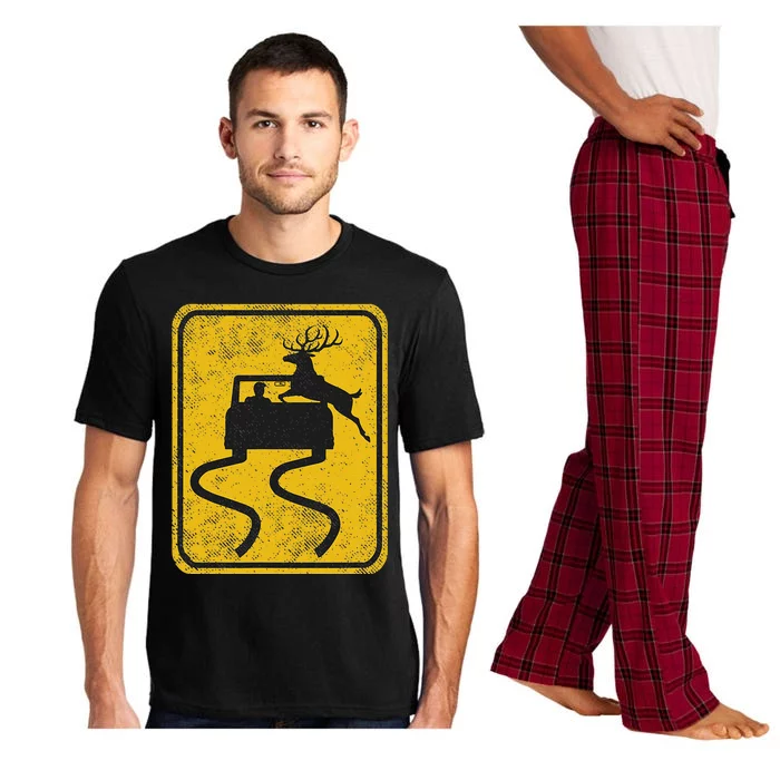 Swerving Car Meets Deer Crossing Vintage Pajama Set