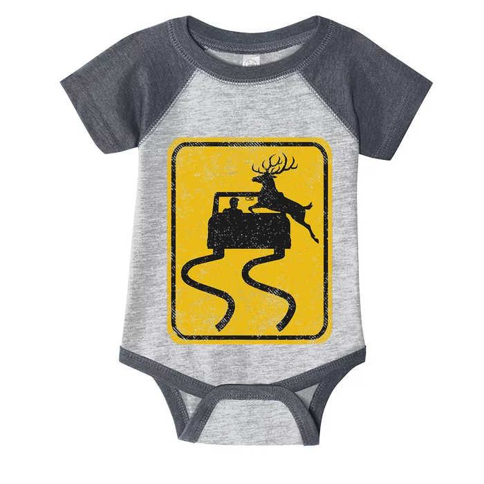 Swerving Car Meets Deer Crossing Vintage Infant Baby Jersey Bodysuit