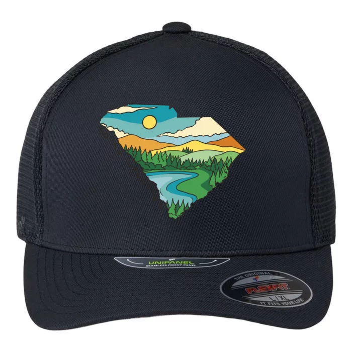 South Carolina Map Flexfit Unipanel Trucker Cap