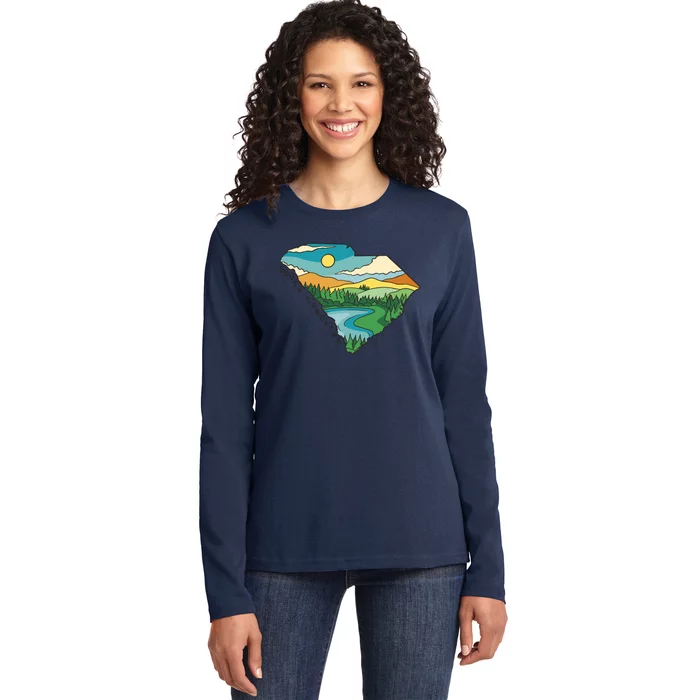 South Carolina Map Ladies Long Sleeve Shirt