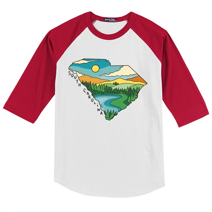 South Carolina Map Kids Colorblock Raglan Jersey