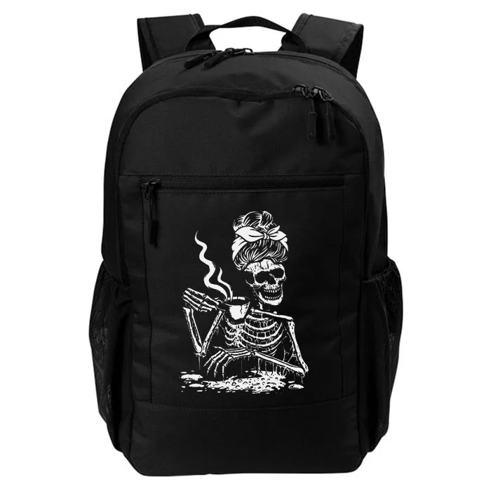 Skeleton Coffee Messy Bun Front Design Daily Commute Backpack