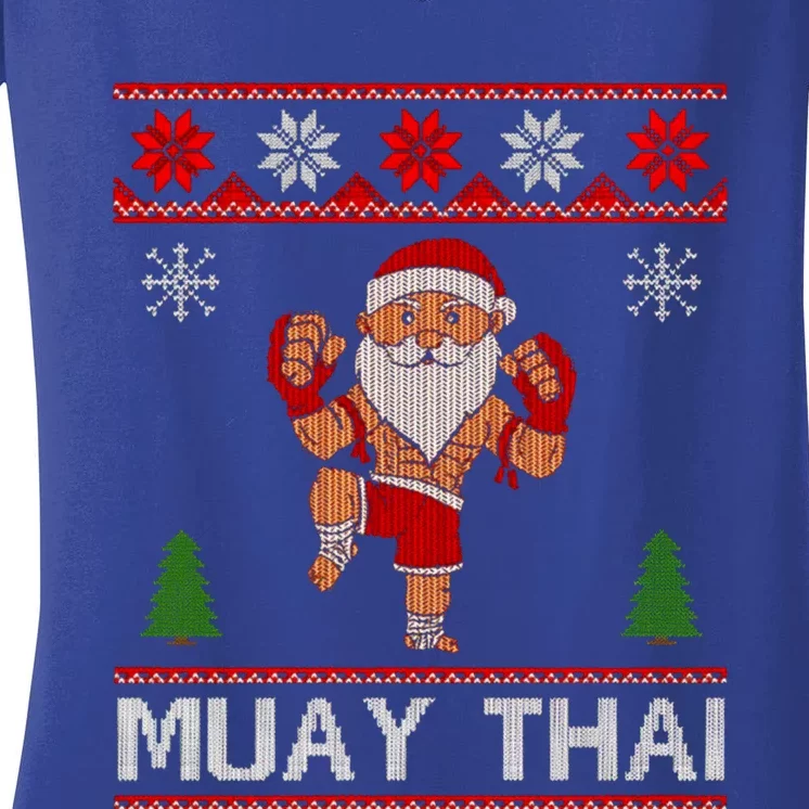 Santa Claus Muay Thai Training Christmas Ugly Meaningful Gift Women's V-Neck T-Shirt