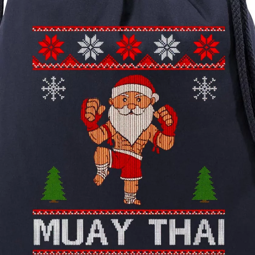 Santa Claus Muay Thai Training Christmas Ugly Meaningful Gift Drawstring Bag