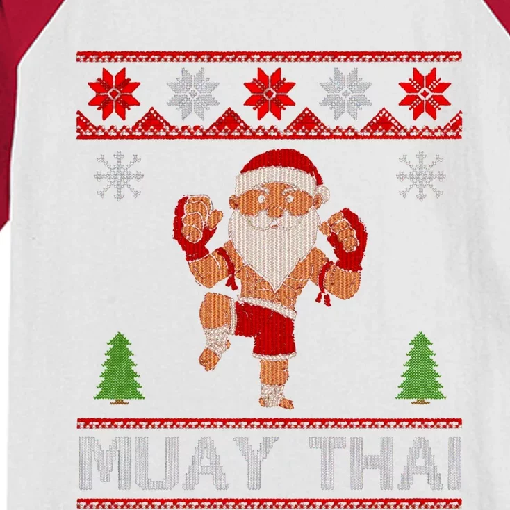 Santa Claus Muay Thai Training Christmas Ugly Meaningful Gift Kids Colorblock Raglan Jersey