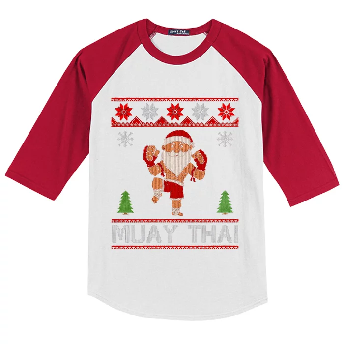 Santa Claus Muay Thai Training Christmas Ugly Meaningful Gift Kids Colorblock Raglan Jersey