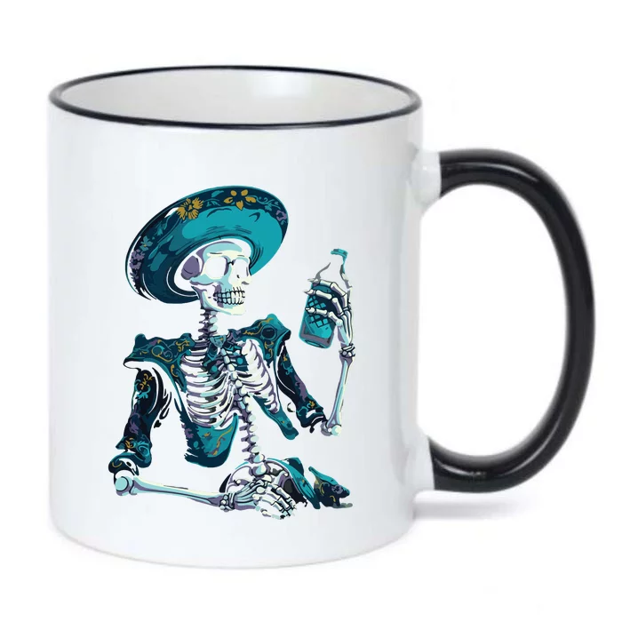 Skeleton Charro Mexican Skull Tequila Long Sleeve Black Color Changing Mug