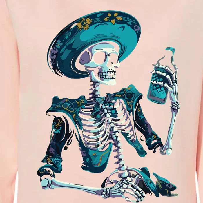 Skeleton Charro Mexican Skull Tequila Long Sleeve Womens California Wash Sweatshirt