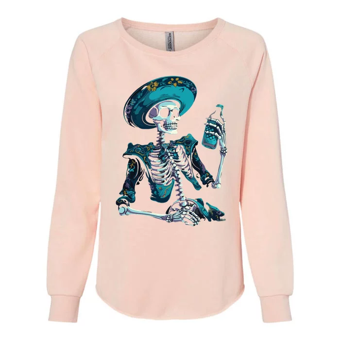 Skeleton Charro Mexican Skull Tequila Long Sleeve Womens California Wash Sweatshirt