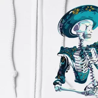 Skeleton Charro Mexican Skull Tequila Long Sleeve Full Zip Hoodie