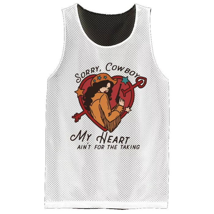 Sorry Cowboy My Heart AinT For The Talking Cowgirl Western Mesh Reversible Basketball Jersey Tank