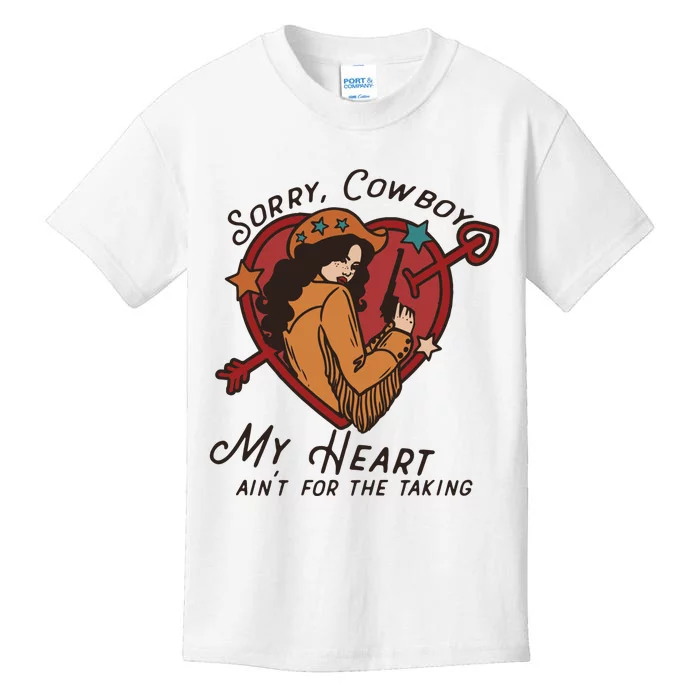 Sorry Cowboy My Heart AinT For The Talking Cowgirl Western Kids T-Shirt