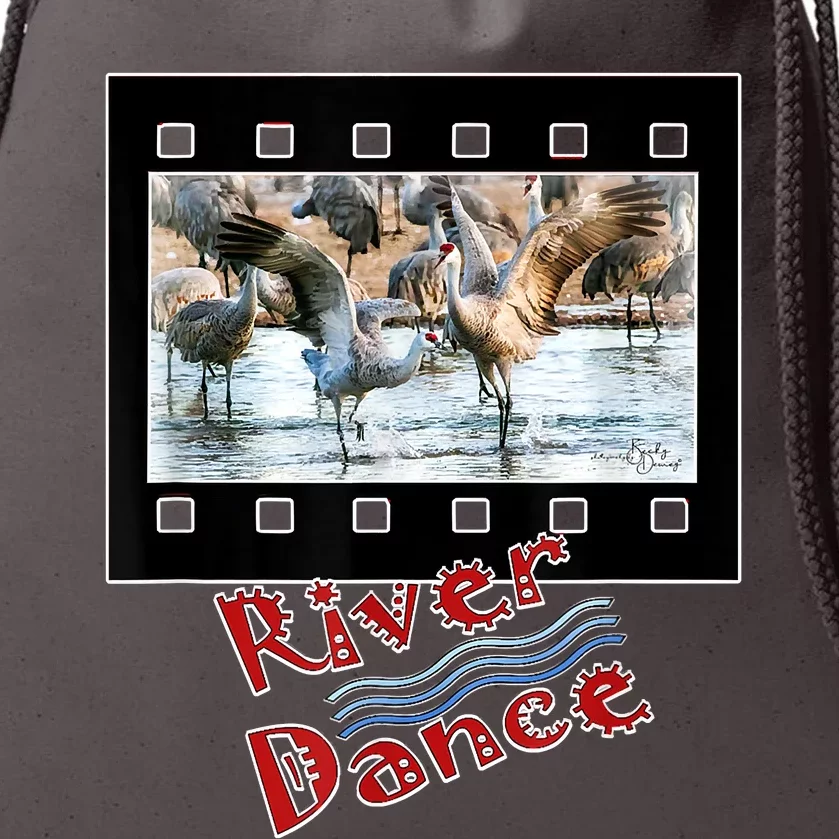 Sandhill Crane Migration Photograph River Dance Drawstring Bag