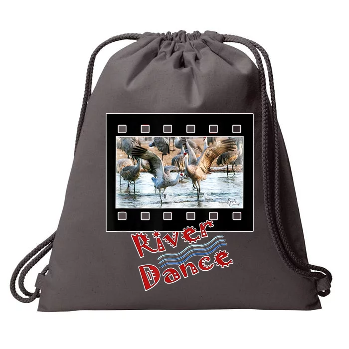 Sandhill Crane Migration Photograph River Dance Drawstring Bag